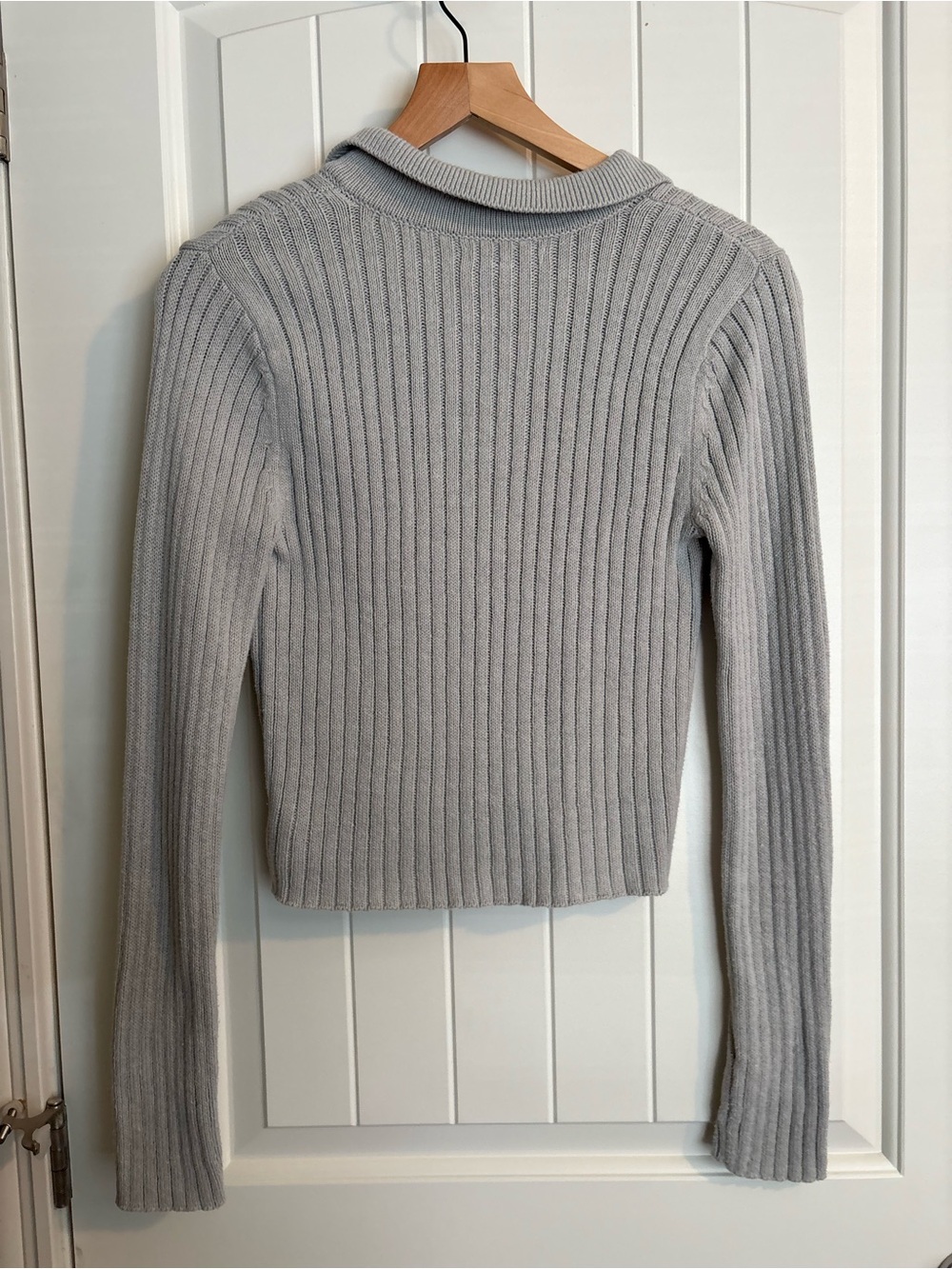 American eagle Ribbed Collared Knit Top - Light Gray - Picture 3 of 3